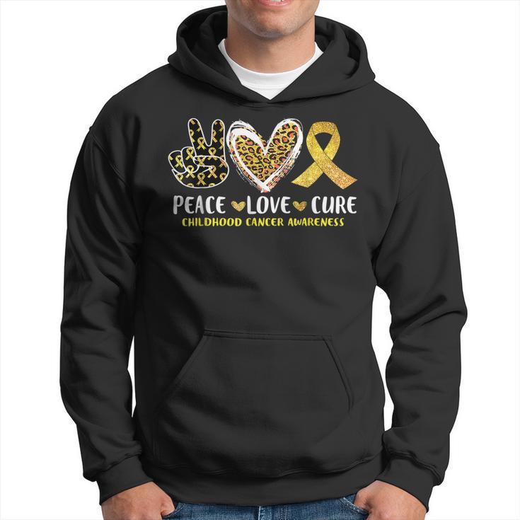 Peace Love Cure Childhood Cancer Awareness Leopart Heart  V6 Men Hoodie Graphic Print Hooded Sweatshirt