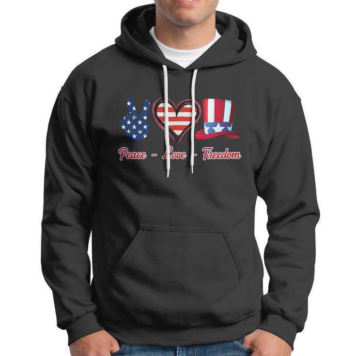 Peace Love Freedom Flag Usa 4Th Of July Hoodie