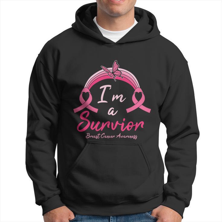 Pink Ribbon Butterfly Heart Im A Survivor Breast Caner Hoodie