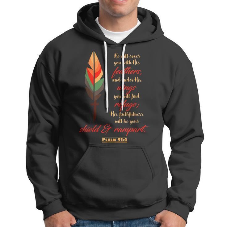 Psalm 914 Under His Wingsrefuge Double Sided Design Hoodie