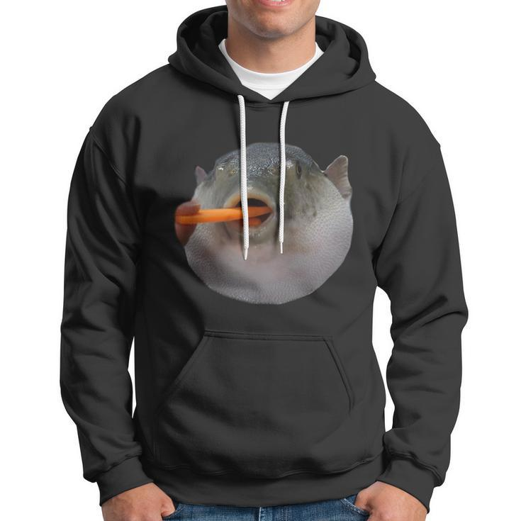 Pufferfish Eating A Carrot Meme Funny Blowfish Dank Memes Gift Hoodie