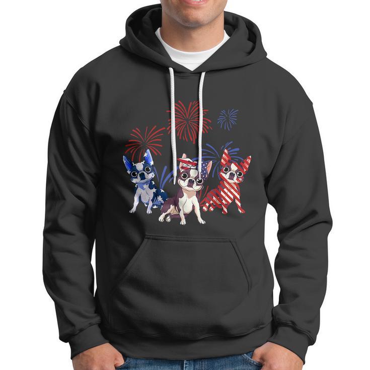 Red White Blue Boston Terrier Usa Flag 4Th Of July Hoodie