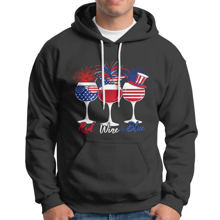 Red Wine Blue 4Th Of July Wine Red White Blue Wine Glasses V5 Hoodie