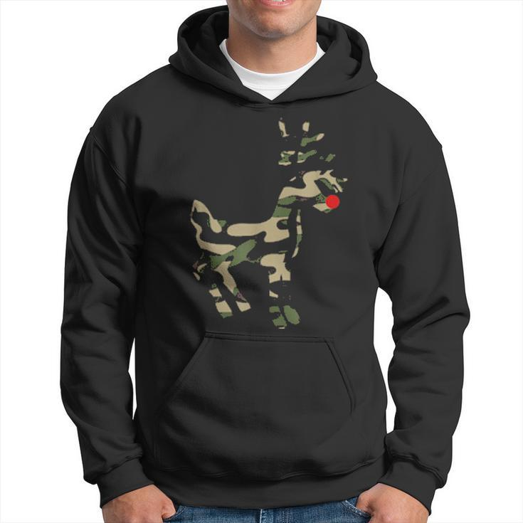 Reindeer Red Nose Camo Camouflage Xmas Holiday Hunting Men Hoodie