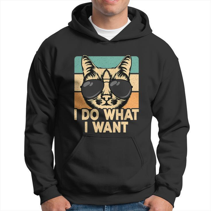 Retro I Do What I Want Funny Cat Lover Hoodie