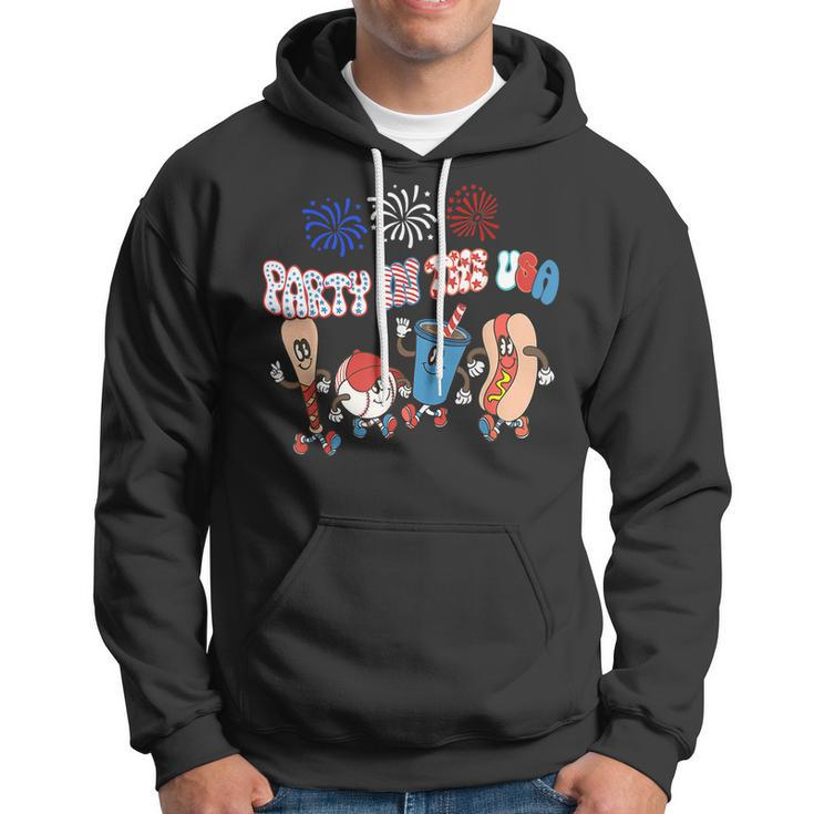 Retro Style Party In The Usa 4Th Of July Baseball Hot Dog V2 Hoodie