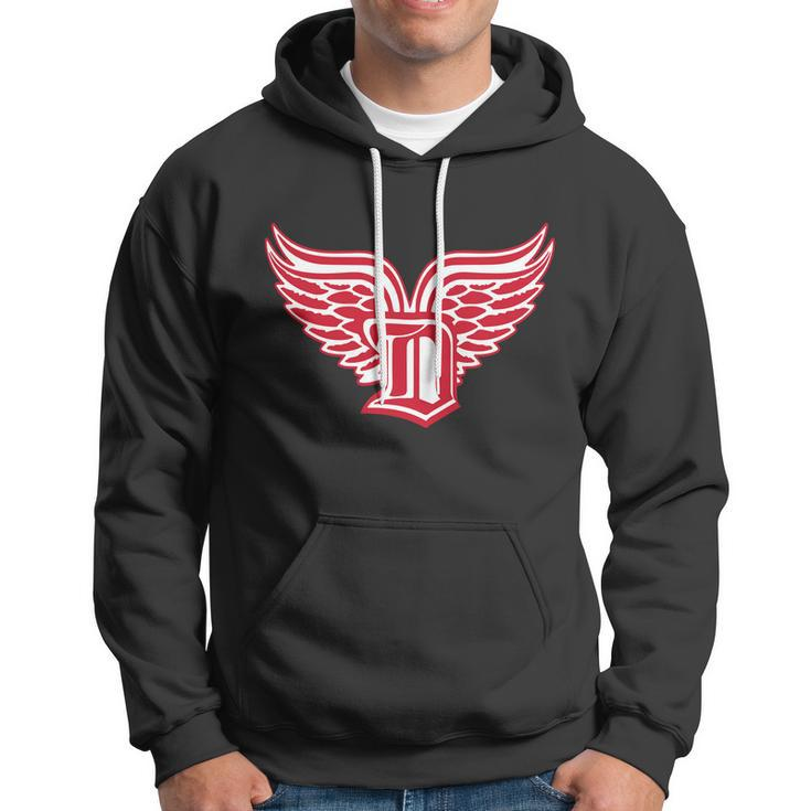 Sporty Detroit Fan Old English D With Wings Hoodie