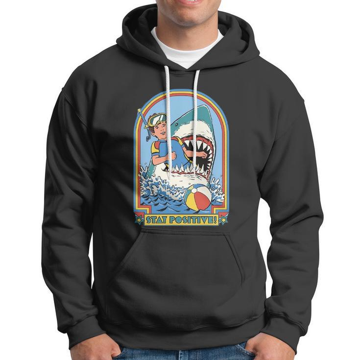 Stay Positive Shark Attack Comic Hoodie
