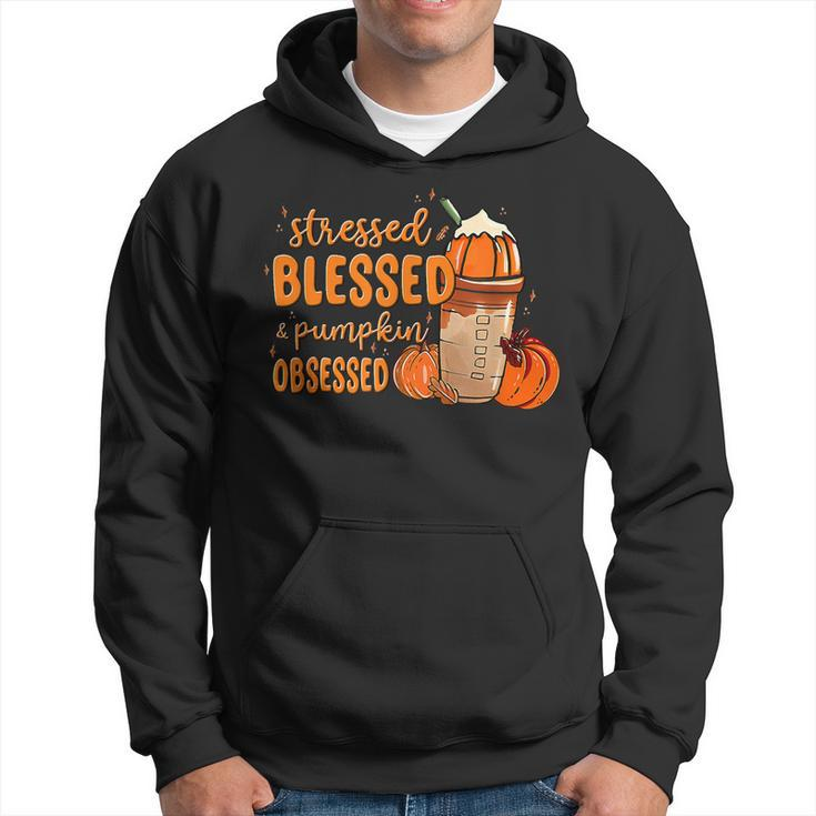 Stressed Blessed And Pumpkin Obsessed Fall Autumn Men Hoodie