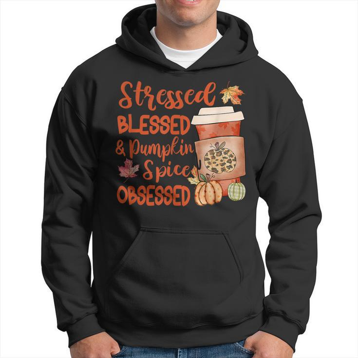 Stressed Blessed And Pumpkin Spice Obsessed Fall Autumn Love Men Hoodie