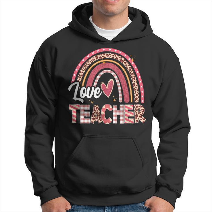 Teacher With Funny Leopard Rainbow Teachers Day Hoodie