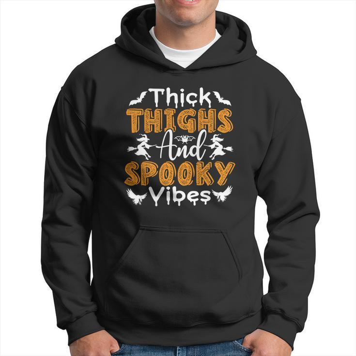Thick Thights And Spooky Vibes Witch Broom Halloween Hoodie