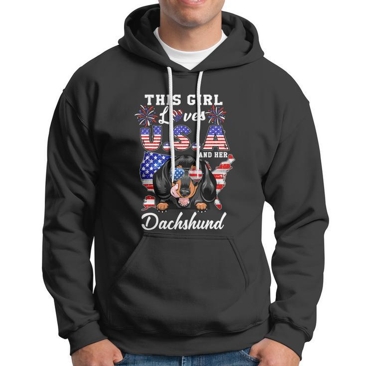 This Girl Loves Usa And Her Dog 4Th Of July Dachshund Dog Hoodie