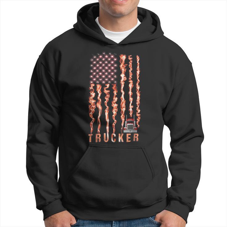 Trucker Trucker American Flag Smoking Hoodie