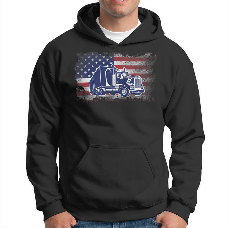 Trucker Trucker American Flag Usa Patriotic Trucker _ V2 Hoodie
