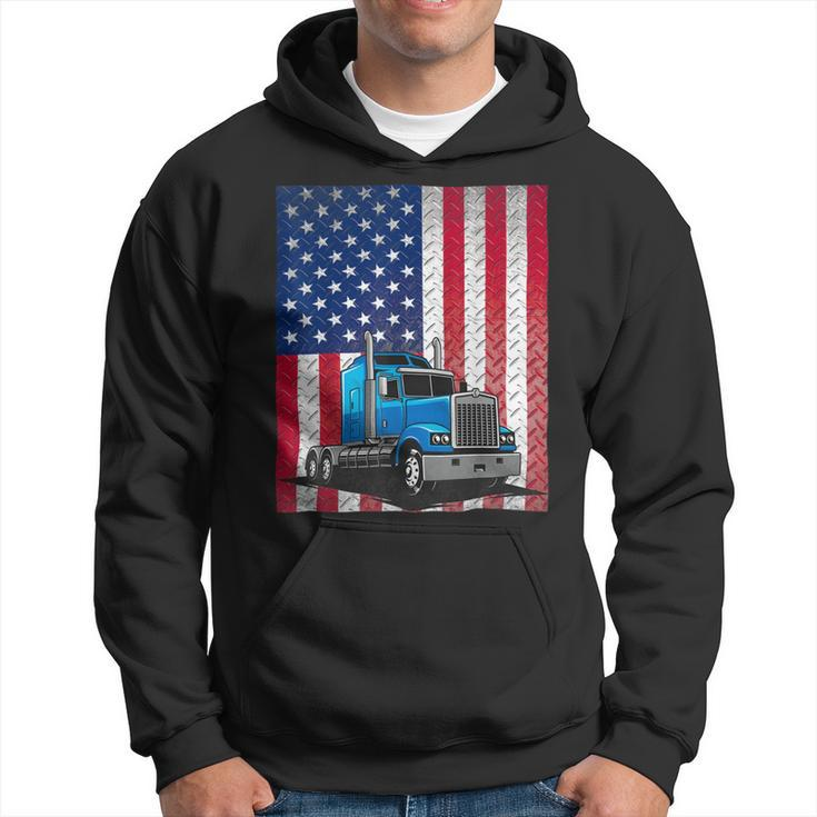 Trucker Trucker Truck Driver American Flag Hoodie