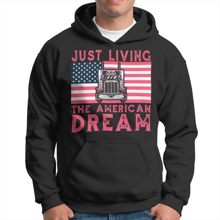 Trucker Woman Trucker Usa Flag For Girl Truck Driver American Truck Hoodie