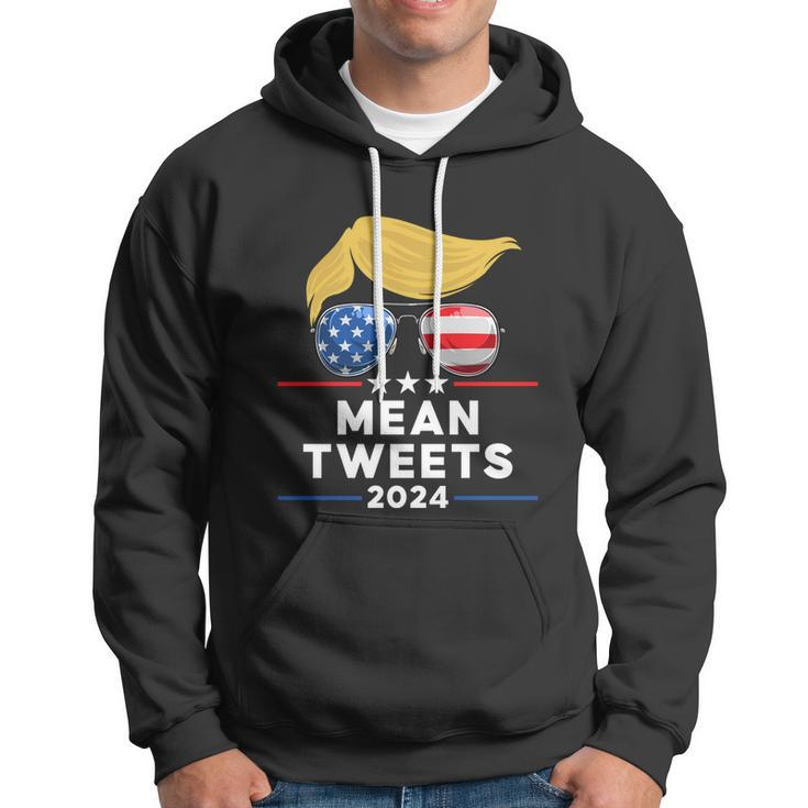 Trump 2024 Mean Tweets Usa Flag Sunglasses Funny Political Gift Hoodie