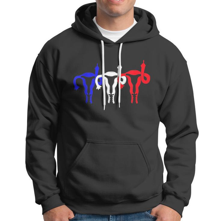 Uterus Shows Middle Finger Feminist Blue Red 4Th Of July Hoodie