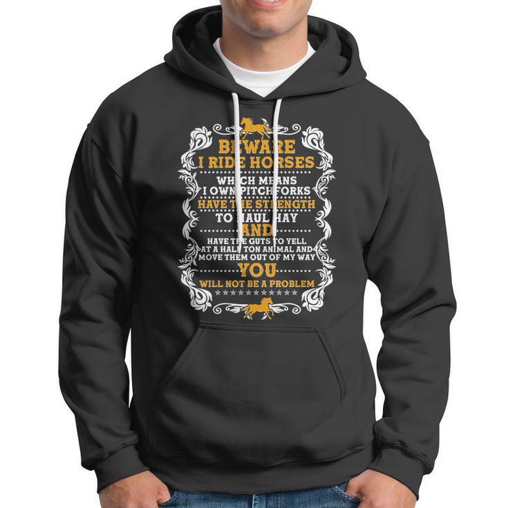 Vintage Beware I Ride Horses Hoodie