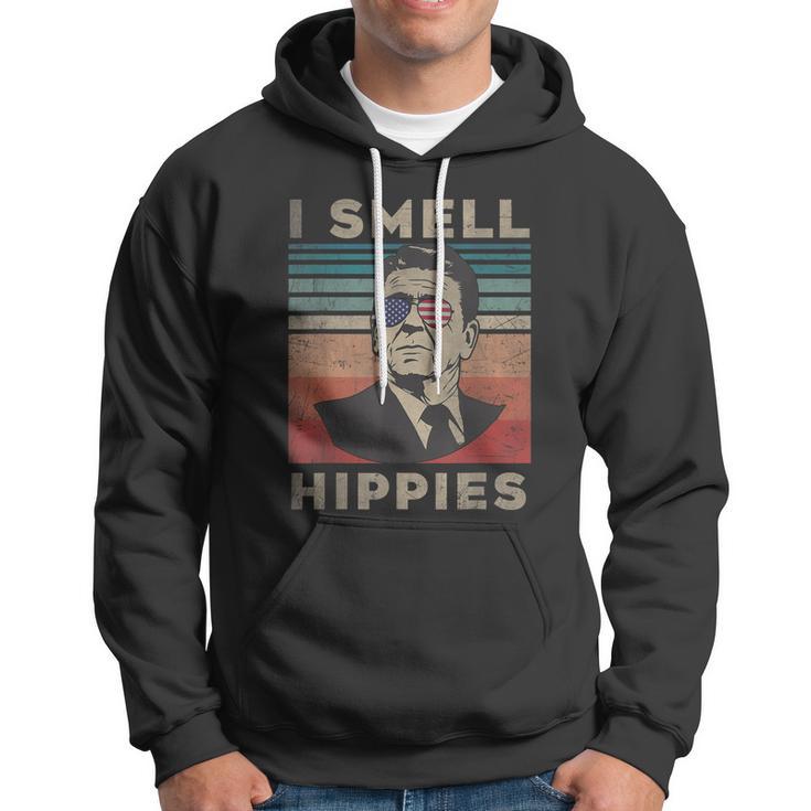 Vintage Distressed Retro Reagan President I Smell Hippies Hoodie