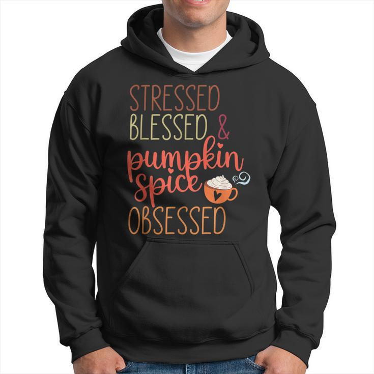 Vintage Stressed Blessed & Pumpkin Spice Obsessed Fall Men Hoodie