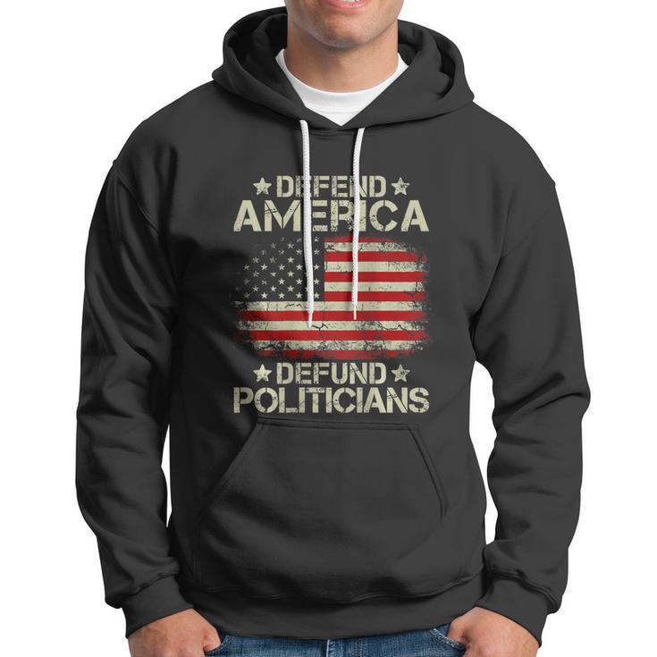 Vintage Usa Flag Defend America Defund Politicians Hoodie