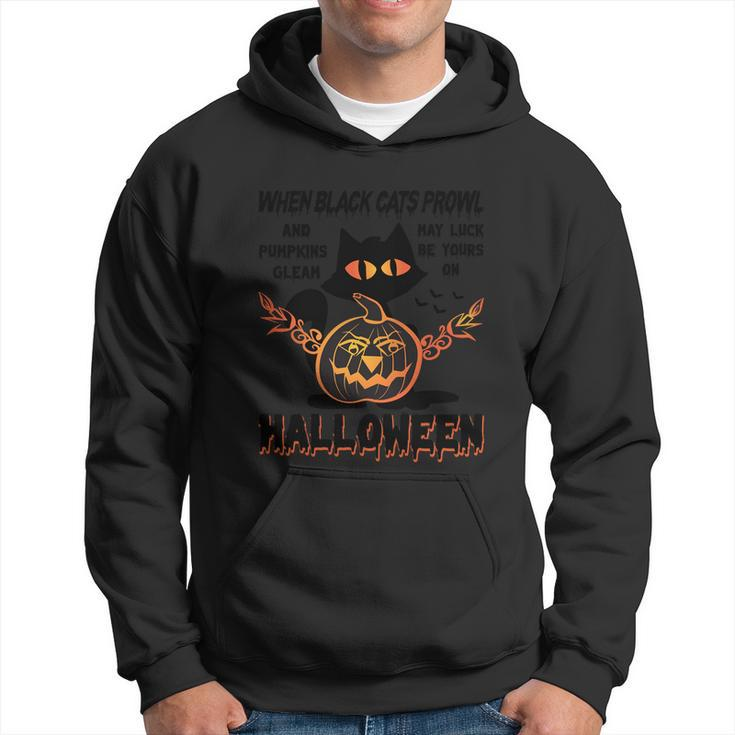 When Black Cats Prowe And Pumpkin Glean May Luck Be Yours On Halloween Men Hoodie