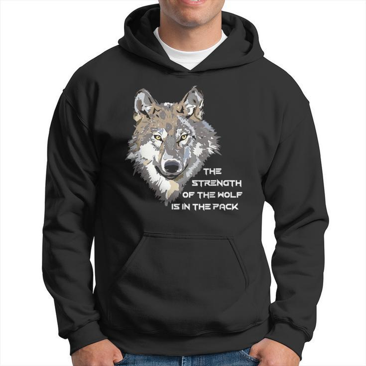 Wolf Face The Strength Of The Wolf Is In The Pack Men Hoodie