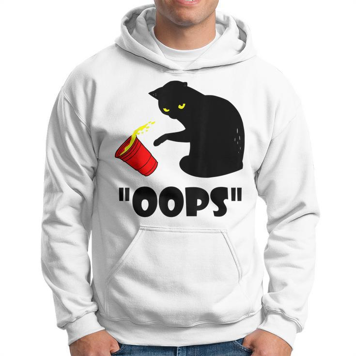 Cat Oops Funny Black Cat Knocking Over A Glass  V2 Hoodie