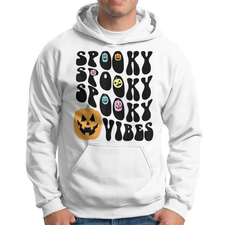Groovy Spooky Vibes Scary Pumpkin Face Funny Halloween  Hoodie