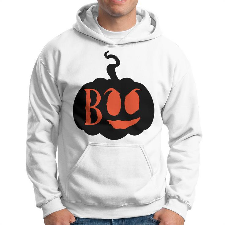 Halloween Boo - Pumpkin Orange And Black Design Men Hoodie Graphic Print Hooded Sweatshirt