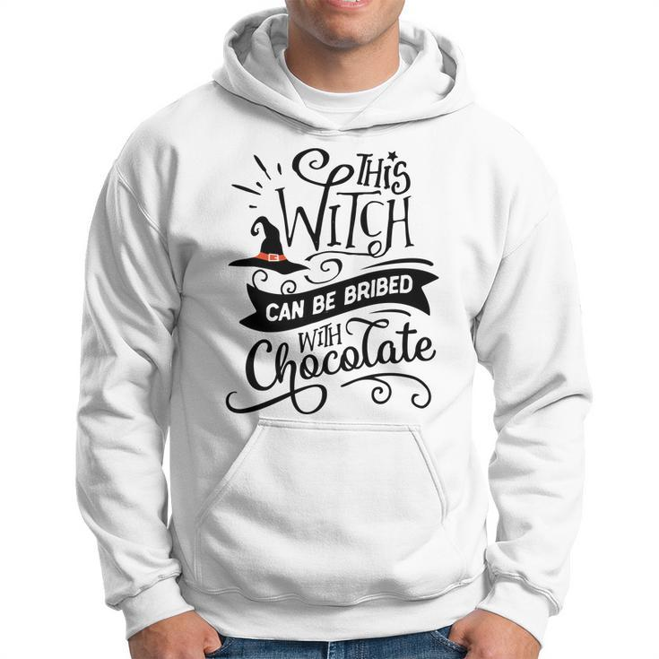 Halloween This Witch Can Be Bribed With Chocolate Black And Orange Men Hoodie Graphic Print Hooded Sweatshirt