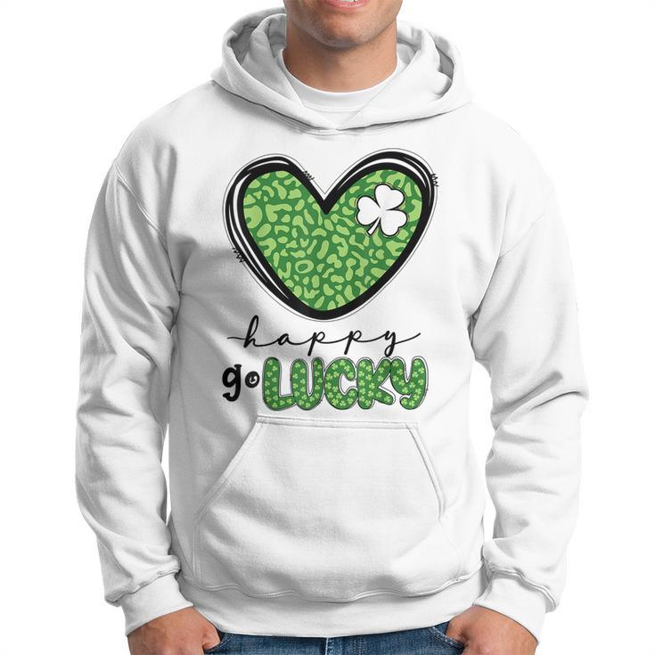 Happy Go Lucky Heart St Patricks Day Lucky Clover Shamrock Men Hoodie