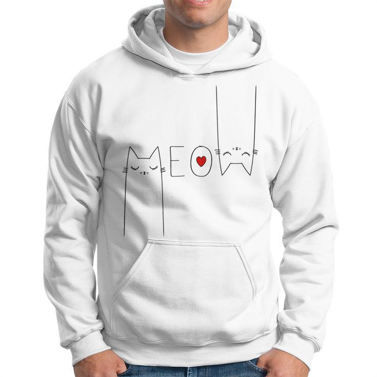 Meow Cat  Meow Kitty Funny Cats Lover  Men Hoodie Graphic Print Hooded Sweatshirt