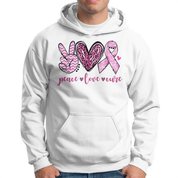 Peace Love Cure Pink Ribbon Breast Cancer Awareness  V3 Men Hoodie Graphic Print Hooded Sweatshirt