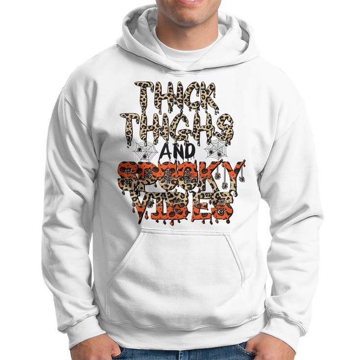 Retro Leopard Thick Thighs And Spooky Vibes Funny Halloween  Hoodie