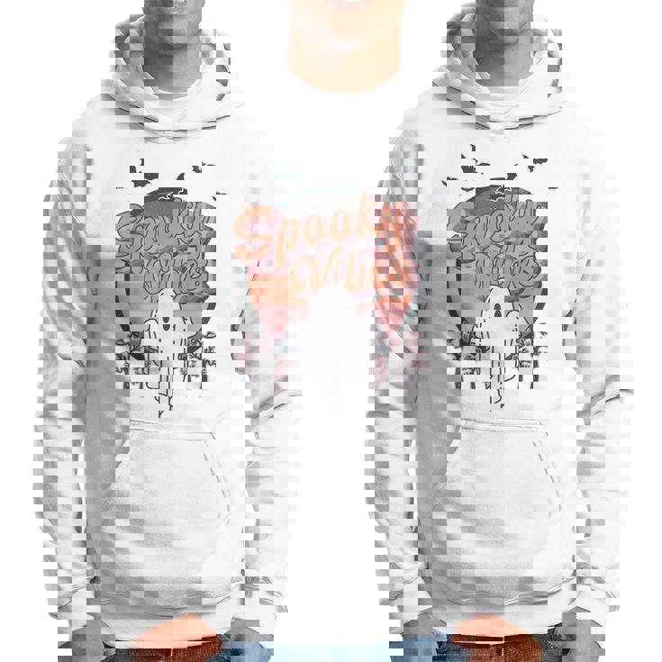 Retro Spook Vibes Boo Ghost Spooky Season Funny Halloween  Hoodie
