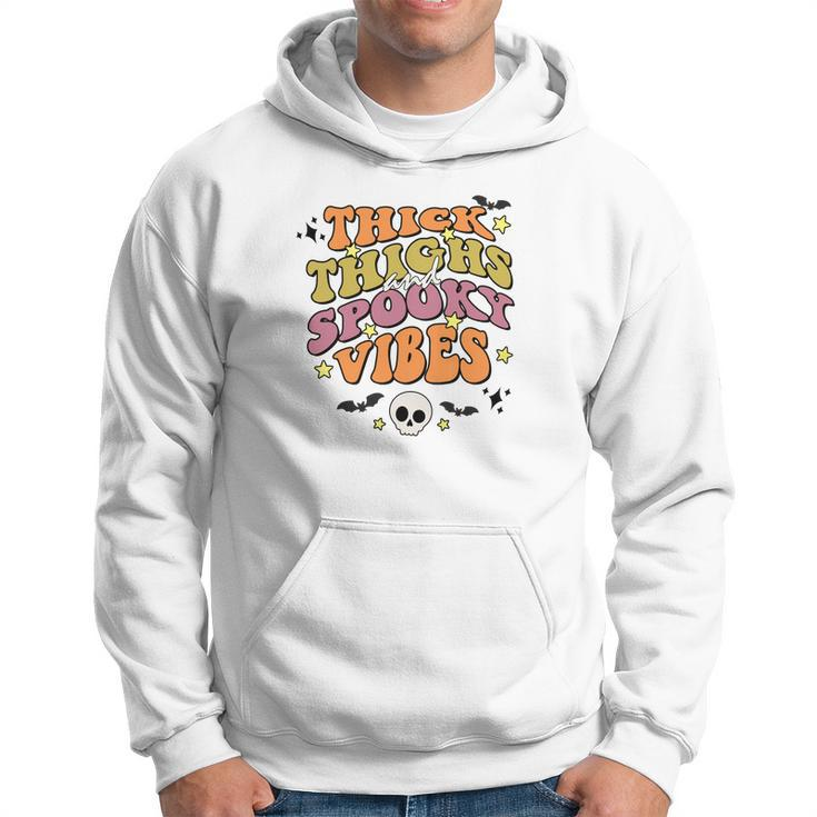 Skull Groovy Thick Thights And Spooky Vibes Leopard Halloween Hoodie