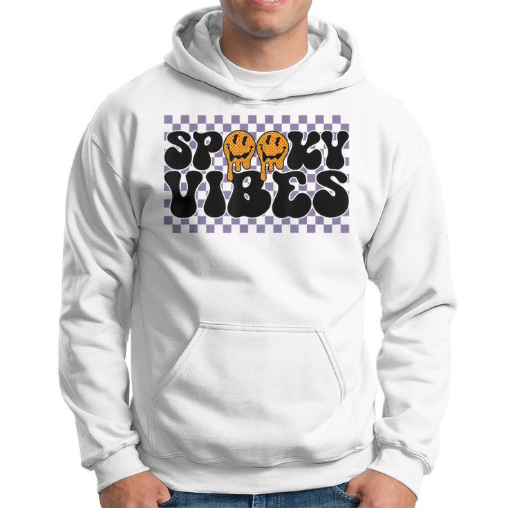 Spooky Vibes Groovy Scary Happy Face Halloween  Hoodie