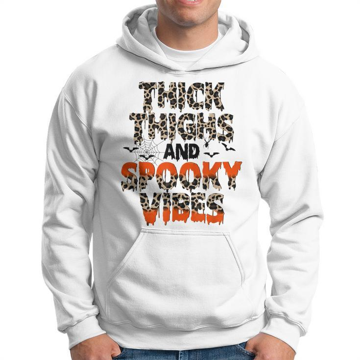 Thick Thighs And Spooky Vibes Leopard Halloween Costume  Hoodie