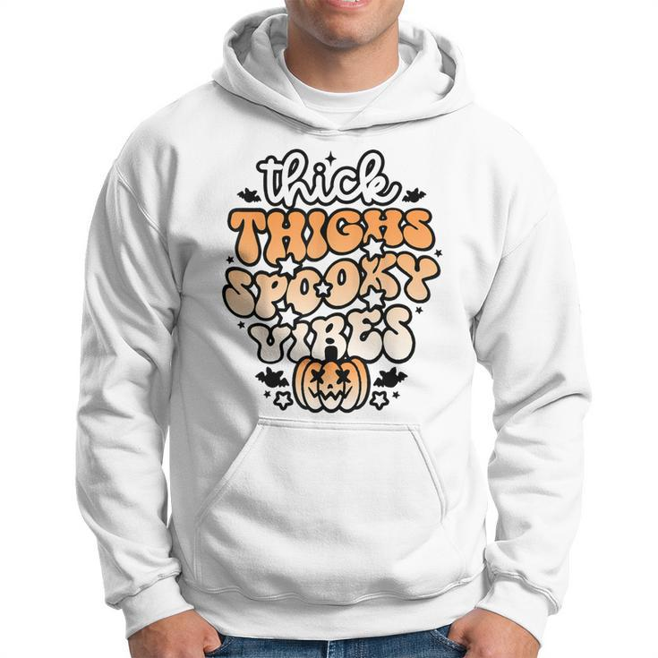 Thick Thighs Spooky Vibes Retro Groovy Halloween Spooky  Hoodie