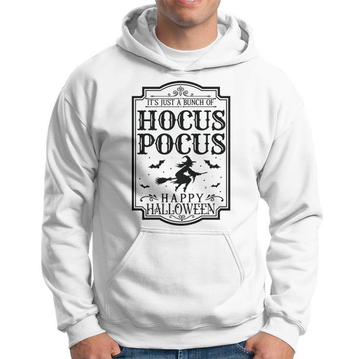 Vintage Halloween Sign ItS Just A Bunch Of Hocus Pocus  Men Hoodie Graphic Print Hooded Sweatshirt