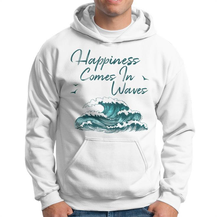 Womens Ocean Waves  For Women Happiness Comes In Waves Beach Hoodie