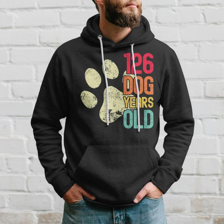 126 Dog Years Old Funny Dog Lovers 18Th Birthday Hoodie Gifts for Him