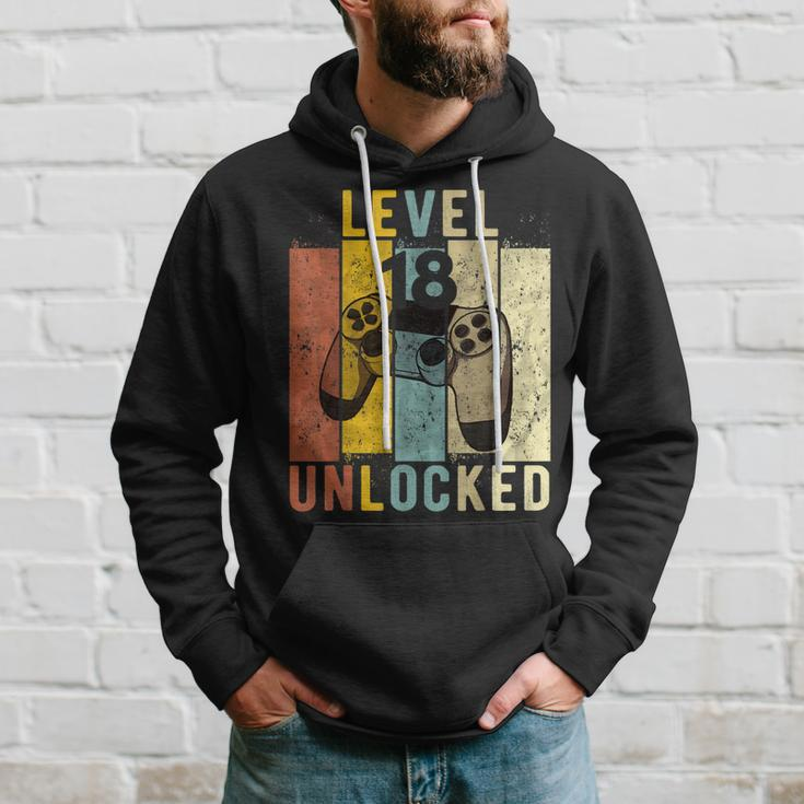 18Th Birthday Level 18 Unlocked Video Gamer Gift Hoodie Gifts for Him