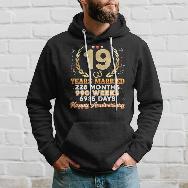 19 Years Married Happy 19Th Wedding Anniversary Couple Ring Hoodie Gifts for Him