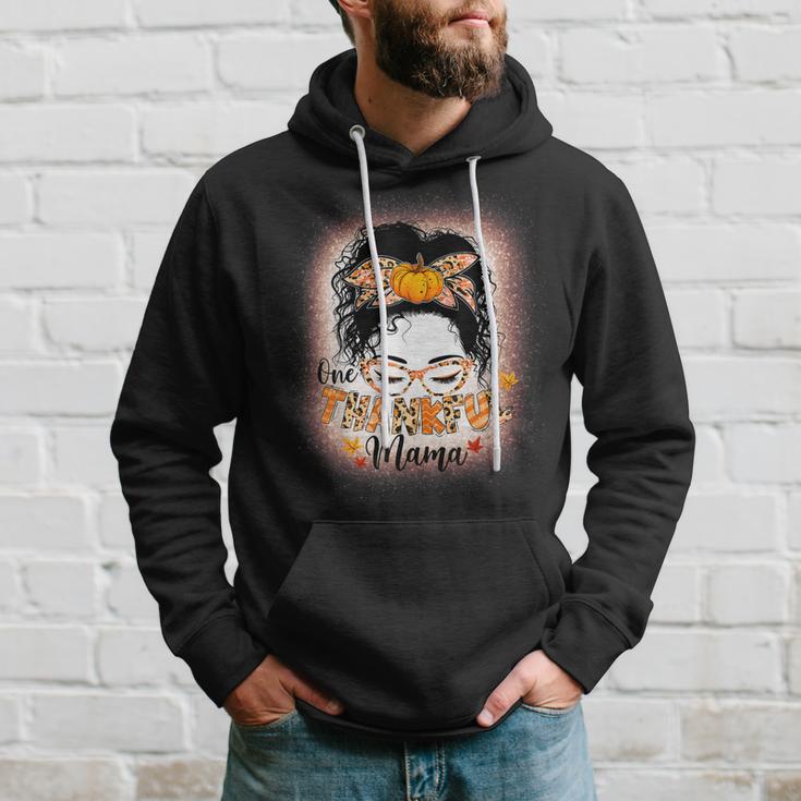 Funny Messy Bun One Thankful Mama Fall Autumn Thanksgiving  V2 Hoodie