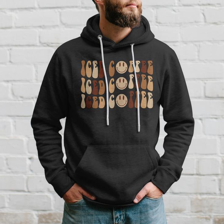 Coffee Smiley Face But First Iced Coffee Retro Cold Coffee  Hoodie