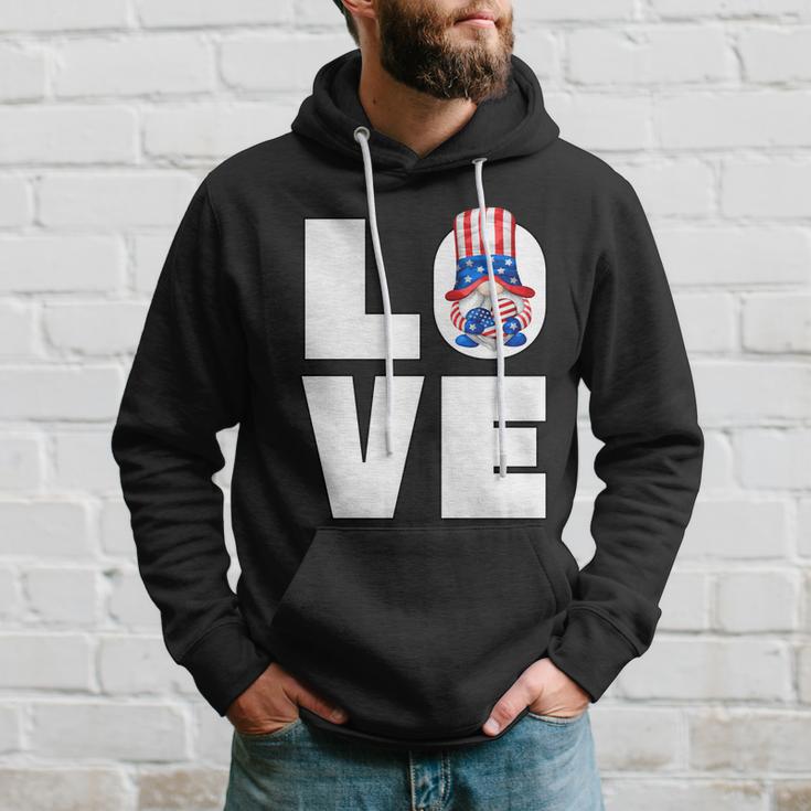 4Th Of July Gnome For Women Patriotic American Flag Heart Gift Hoodie Gifts for Him